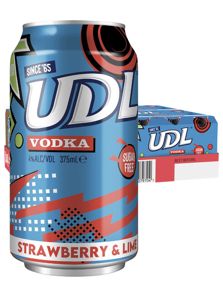UDL Vodka & Strawberry & Lime Zero Sugar 6 x 4 Pack 375ml Cans