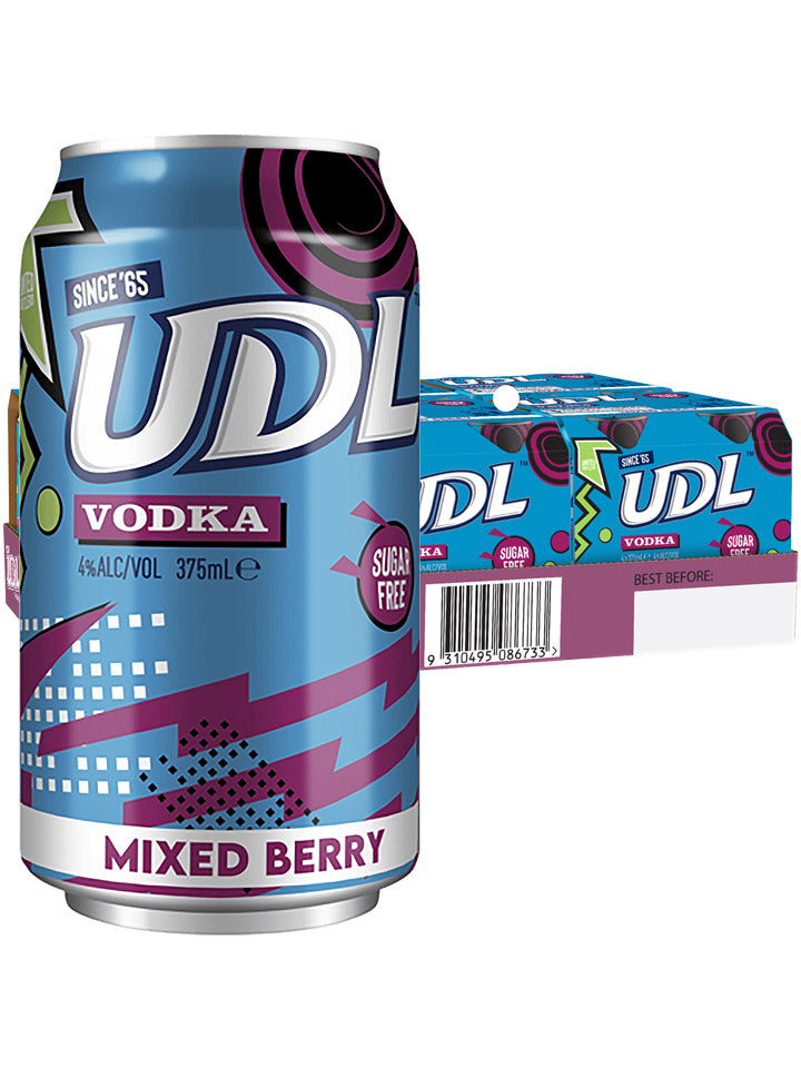 UDL Vodka & Zero Sugar Mixed Berry 6 x 4 Pack 375ml Cans The Drink