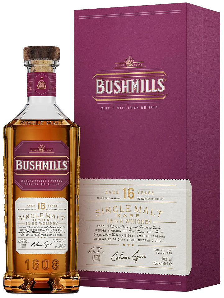 Bushmills 16 Year Old Port Finish Single Malt Irish Whiskey 700mL The