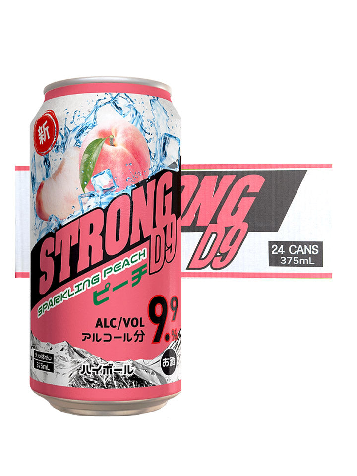 Strong D9 Double Sparkling Peach Zero Sugar 9.9% 24 x 375mL Cans