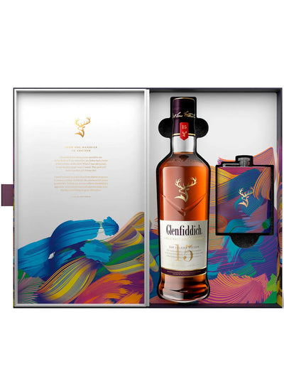 Glenfiddich 15 Year Old Limited Edition Design + Flask Single Malt Scotch Whisky 700mL