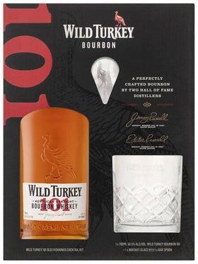 Wild Turkey 101 Old Fashioned Cocktail Kit + Glass Gift Set Kentucky Straight Bourbon Whiskey 700mL