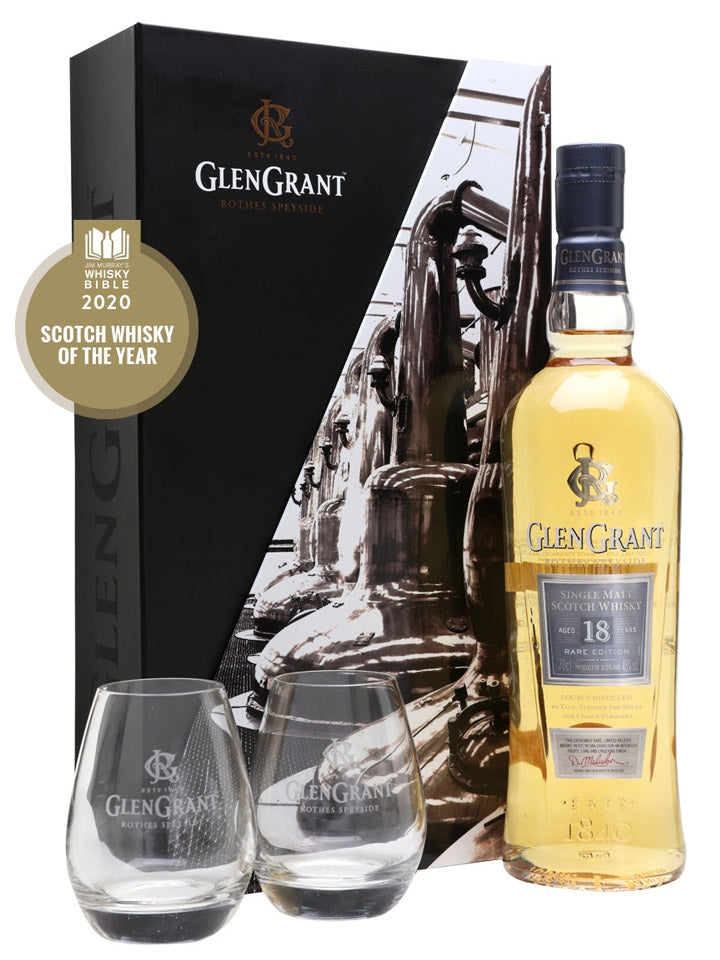 Glen Grant 18 Year Old Rare Coffret + 2 Glasses Single Malt Scotch