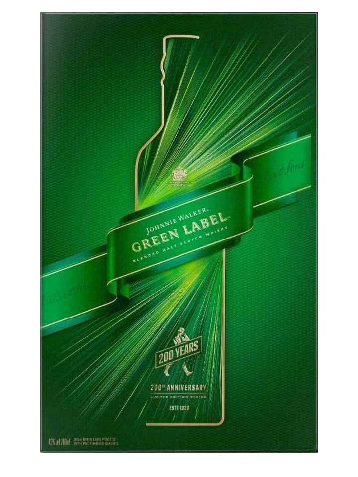 Johnnie Walker 15 Year Old Green Label + 2 Glasses Gift Pack