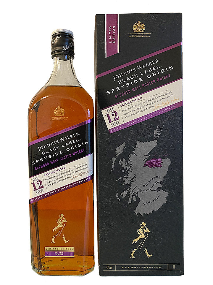 Johnnie Walker Black Label Speyside Origin 12 Year Old Blended Scotch Whisky 1L