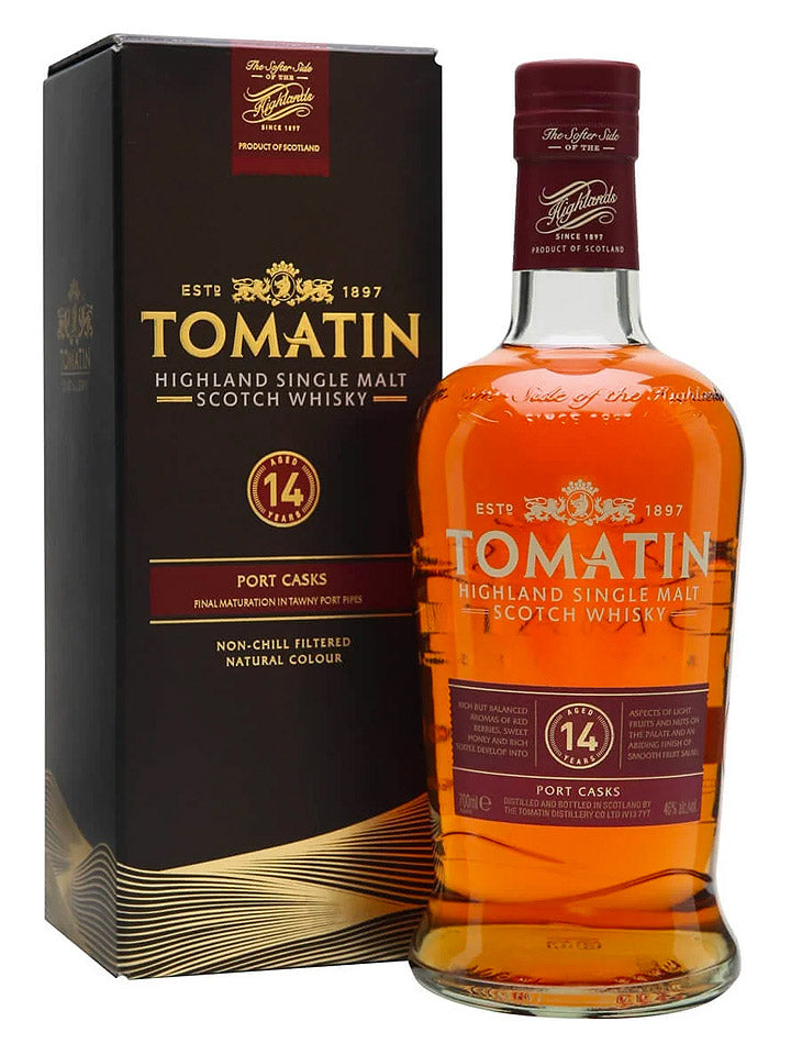 Tomatin 14 Year Old Port Cask Finish Single Malt Scotch Whisky 700mL