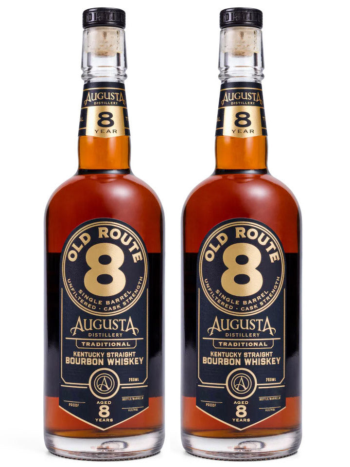 Augusta Distillery Old Route 8 Year Old Bundle "Vintage Cherry Cola" 54.1% & "Hazelnut Lamington" 58.6% Cask Strength Kentucky Straight Bourbon Whiskey 2 x 750mL