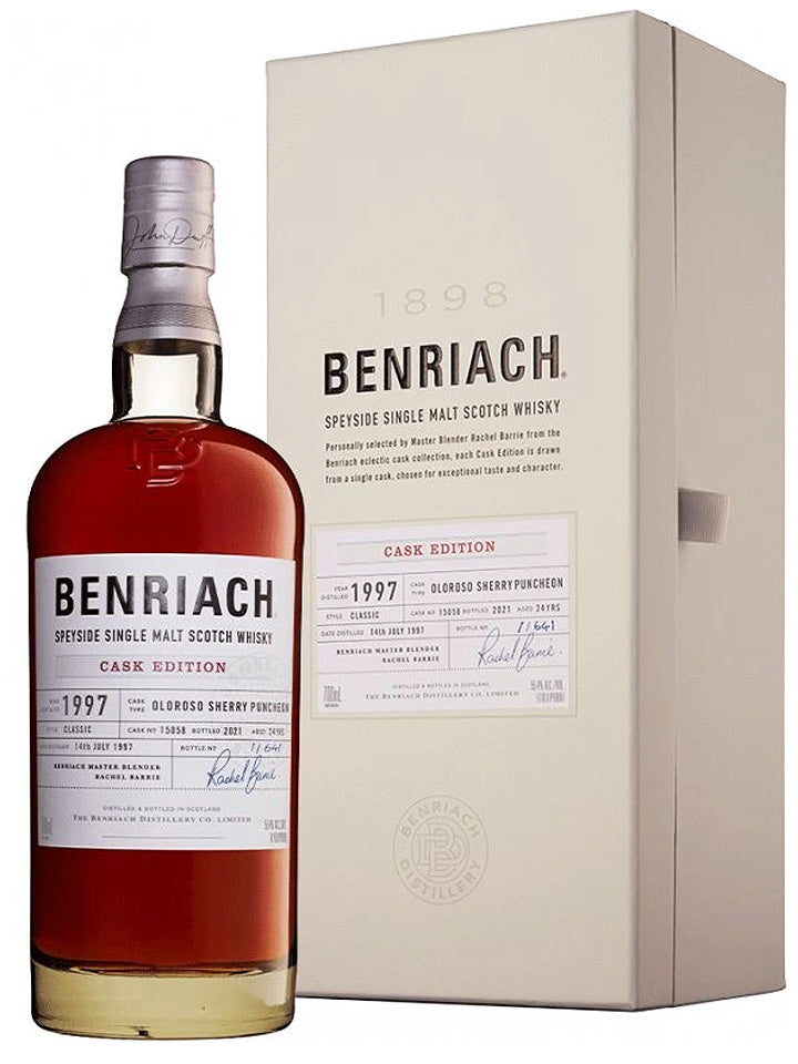 Benriach 24 Year Old 1997 Cask #15059 Oloroso Sherry Puncheon Cask Strength Single Malt Scotch Whisky 700mL