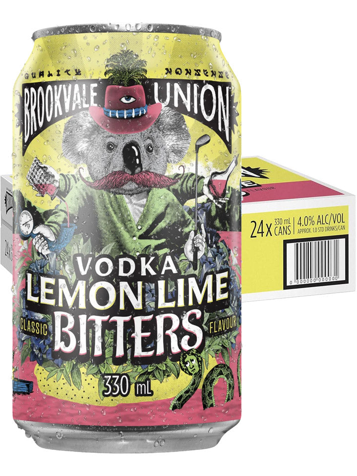 Brookvale Union Vodka Lemon Lime & Bitters Case 24 x 330mL Cans