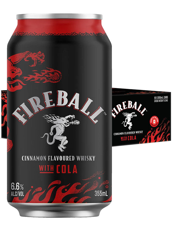 Fireball Cinnamon Whiskey & Cola Cans 16 x Pack 355mL Cans