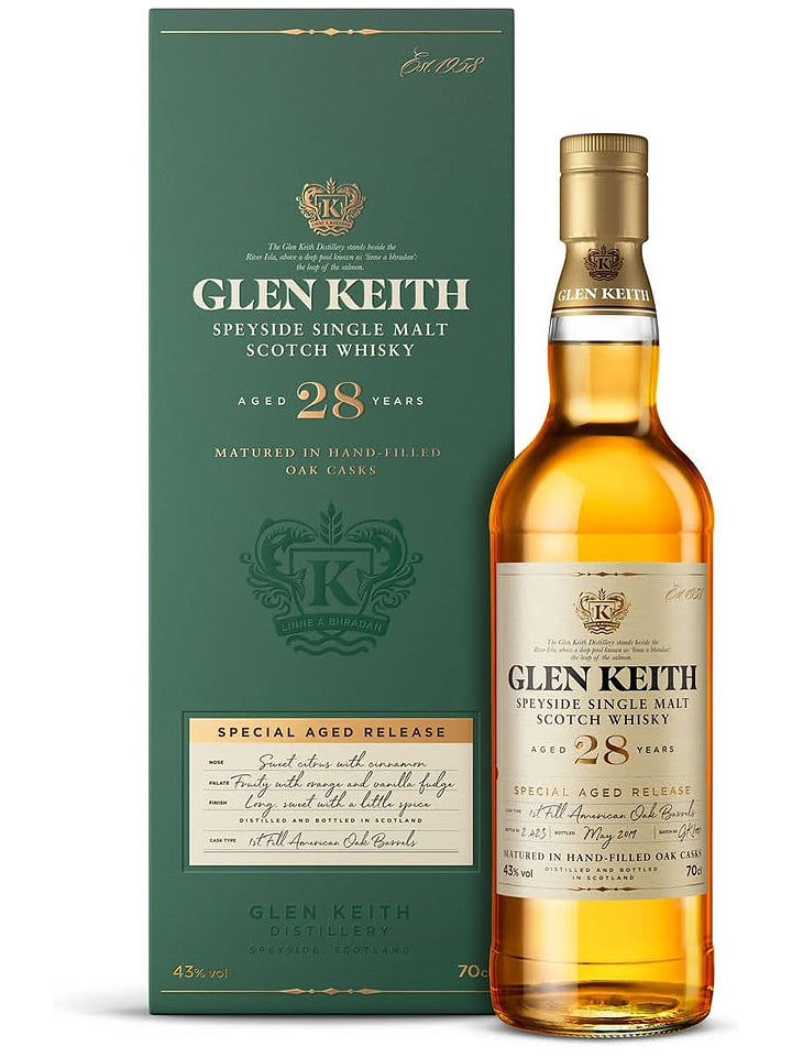 Glen Keith 28 Year Old Speyside Single Malt Scotch Whisky 700mL