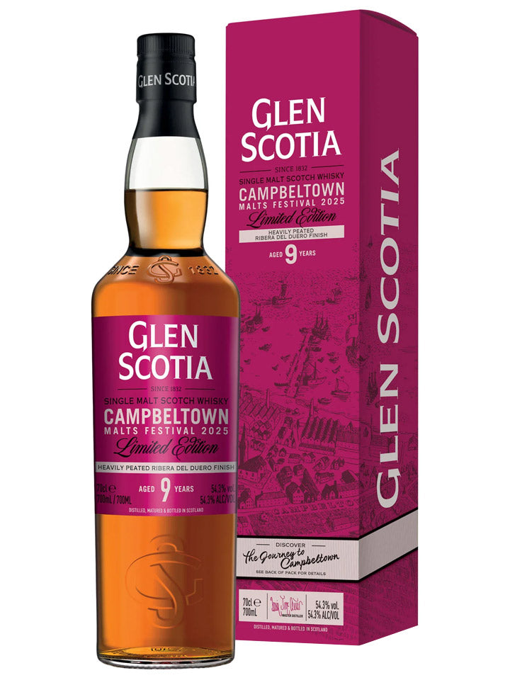 Glen Scotia 9 Year Old Campbeltown Malts Festival Edition 2025 Heavily Peated Ribera Del Duero Finish Single Malt Scotch Whisky 700mL