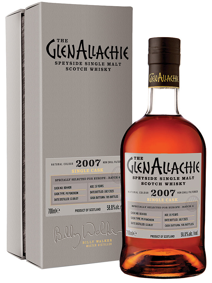 Glenallachie 15 Year Old 2007 Single Cask PX Puncheon Cask Strength Single Malt Scotch Whisky 700mL