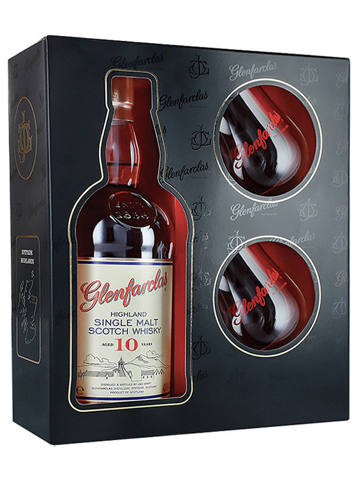 Glenfarclas 10 Year Old + 2 Glasses Gift Pack Single Malt Scotch Whisky 700mL