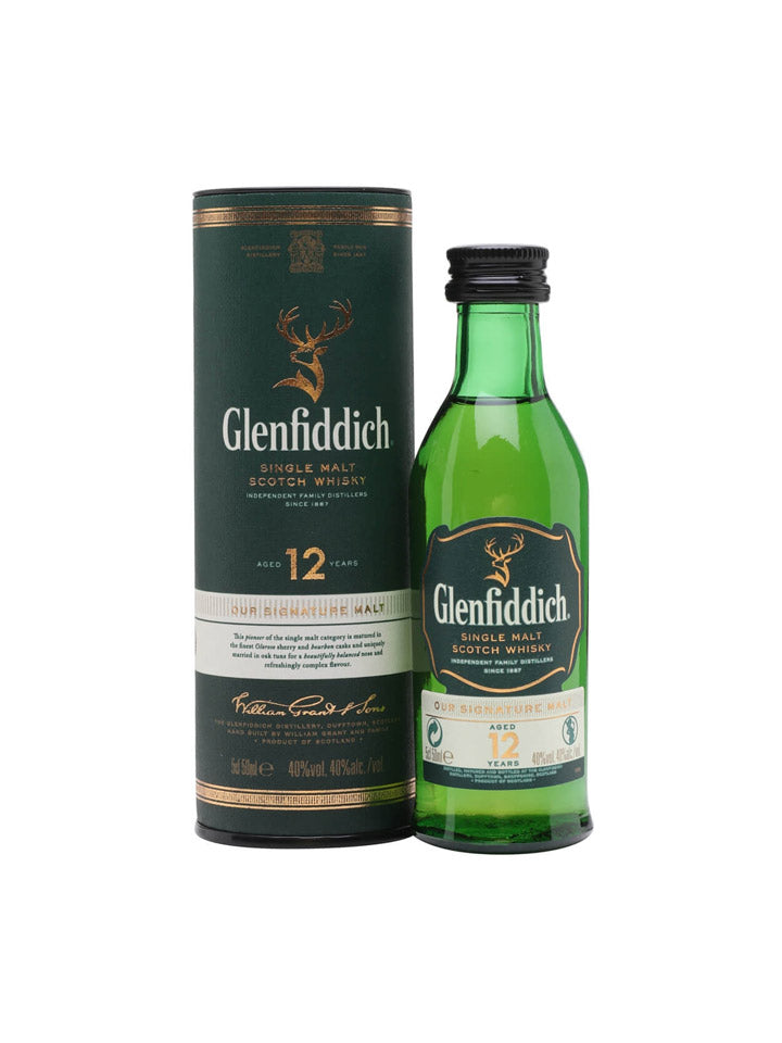 Glenfiddich 12 Year Old Single Malt Scotch Whisky Miniature 50mL