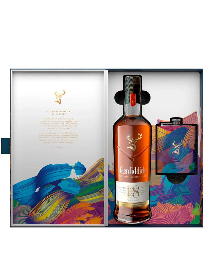 Glenfiddich 18 Year Old Limited Edition Design + Flask Single Malt Scotch Whisky 700mL