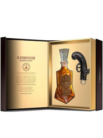 H. Deringer Small Batch Bourbon Whiskey Decanter + Gun Stopper Gift Set 750mL