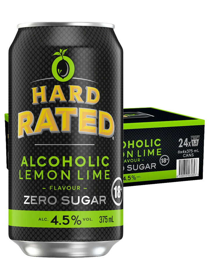 Hard Rated Alcoholic Lemon & Lime Zero Sugar Case 24 x 375mL Cans