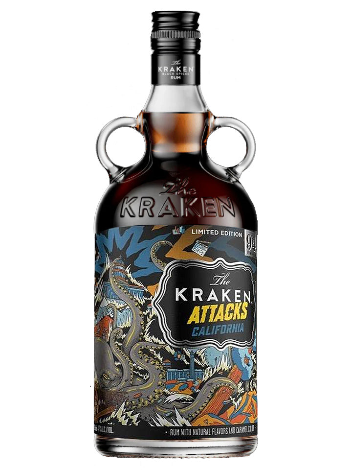 Kraken Attacks California Limited Edition 94 Proof 47% ABV Black Spiced Rum 750mL