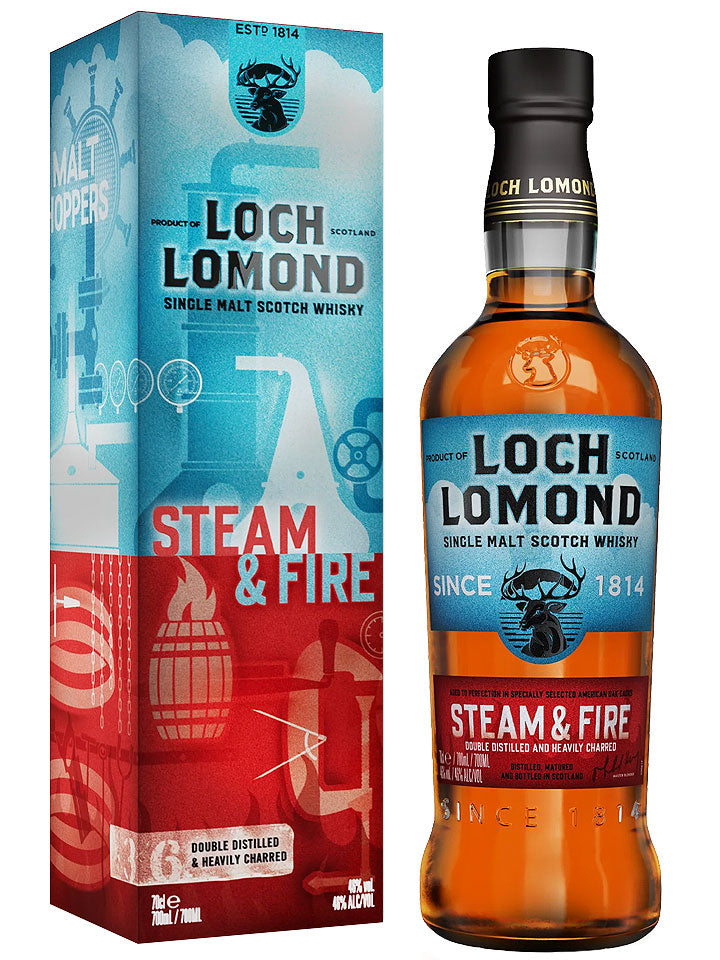 Loch Lomond Steam & Fire Double Distilled and Heavily Charred Single Malt Scotch Whisky 700mL