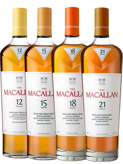 The Macallan Colour Collection 12,15,18 & 21 Year Old Single Malt Scotch Whisky 700mL