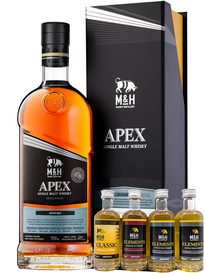 Milk & Honey Apex Dead Sea Cask Strength Single Malt Israeli Whisky 700mL + Tasting Gift Pack 4 x 50mL