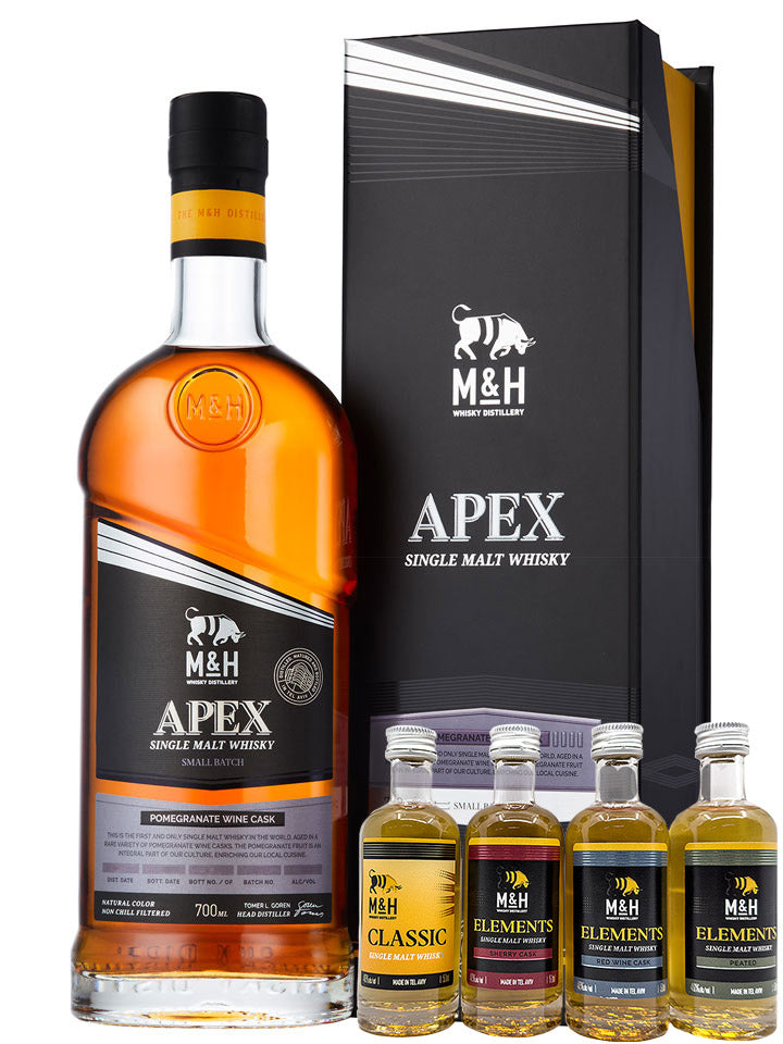 Milk & Honey Apex Pomegranate Wine Cask Strength Single Malt Israeli Whisky 700mL + Tasting Gift Pack 4 x 50mL