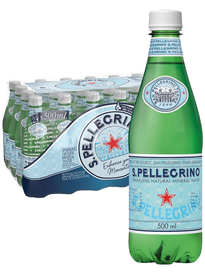 San Pellegrino Sparkling Natural Mineral Water 24 x 500mL Plastic Bottles