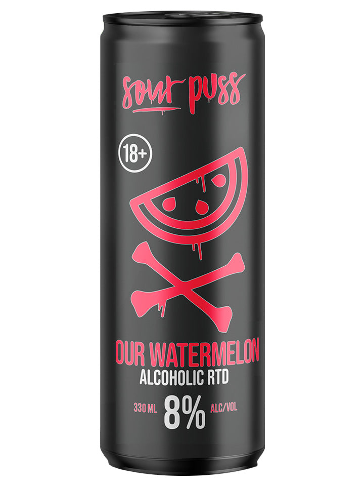 Sour Puss Sour Watermelon Alcoholic RTD 8% Premix 24 x 330mL Cans