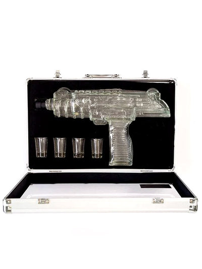 Uzi Vodka Gun + 4 Shot Glasses Briefcase 1L
