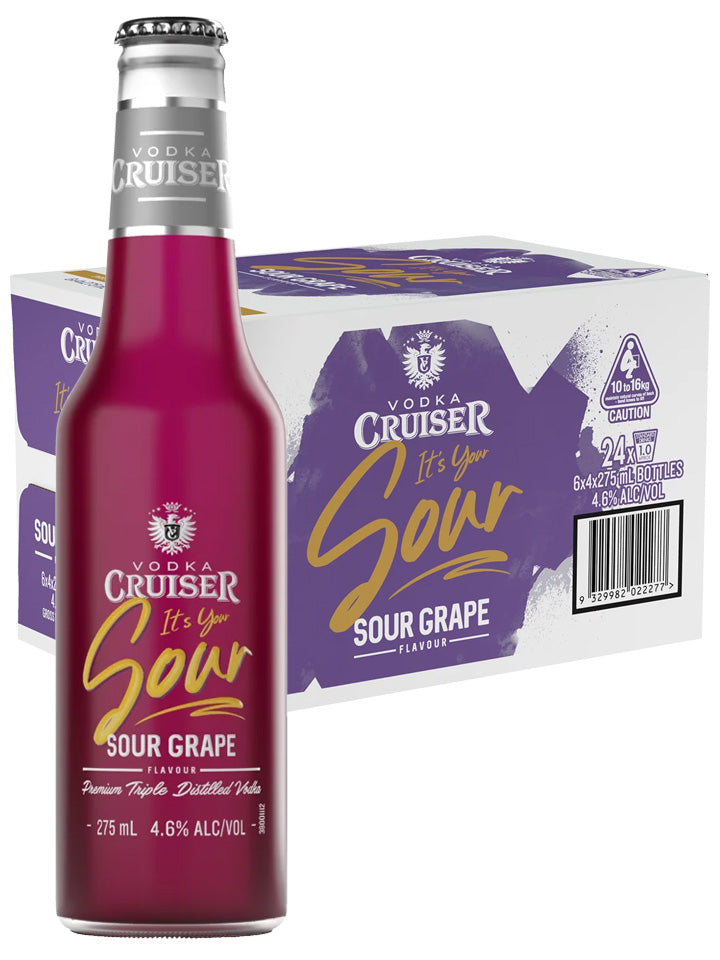 Vodka Cruiser Sour Grape Flavour 6 x 4 Pack 275ml Bottles