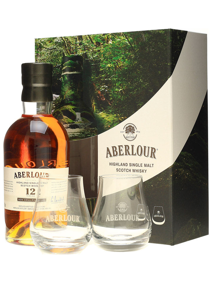 Aberlour 12 Year Old Non-Chill Filtered + 2 Glasses Coffret Single Malt Scotch Whisky 700mL