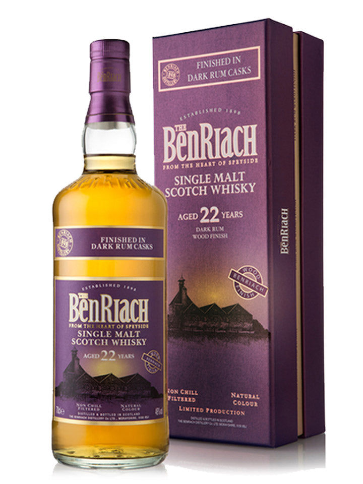 BenRiach 22 Year Old Dark Rum Speyside Single Malt Scotch Whisky 700mL