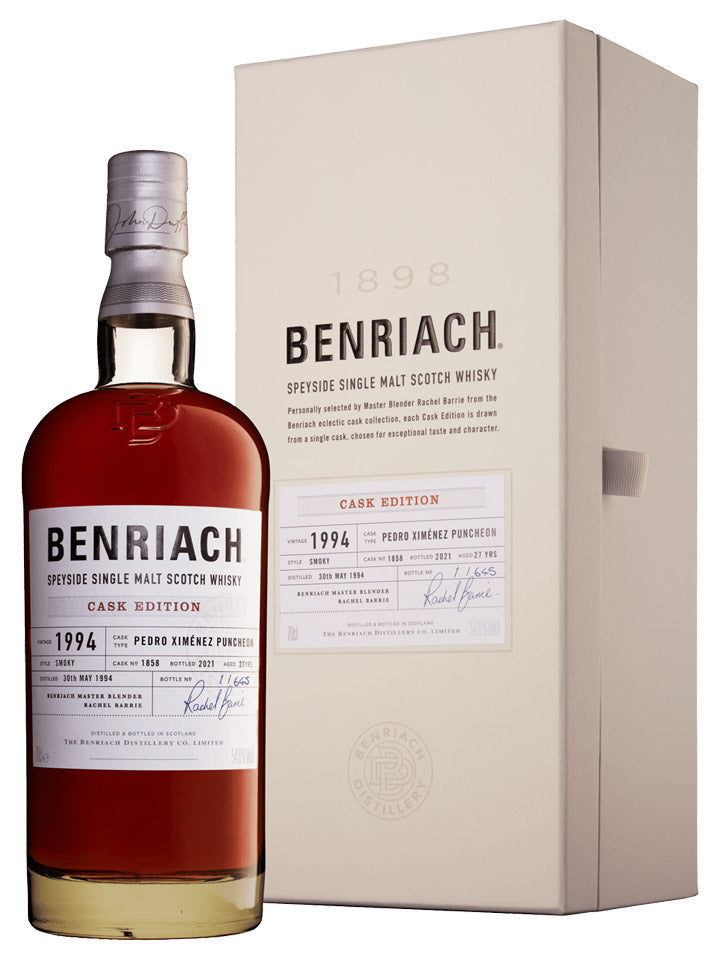 Benriach 27 Year Old 1994 Cask #1858 PX Peated Cask Strength Single Malt Scotch Whisky 700mL