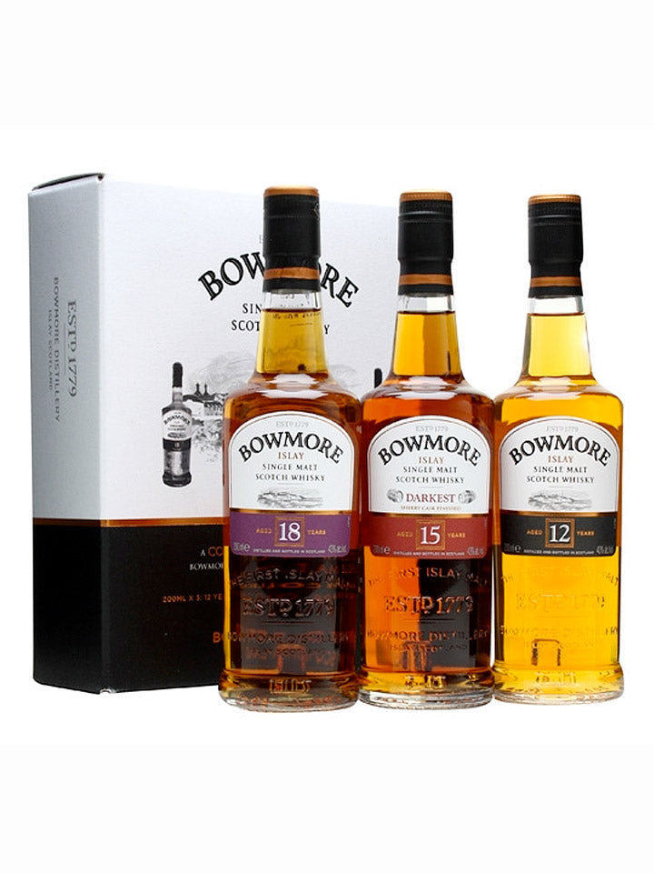 Bowmore Collection 12, 15 & 18 Year Old Single Malt Scotch Whisky 3 x 200mL
