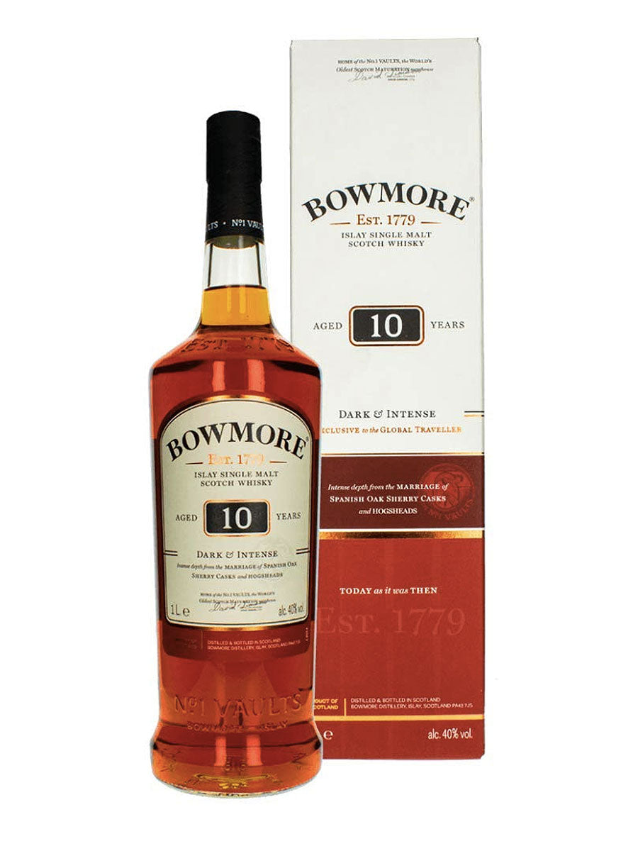 Bowmore Dark & Intense 10 Year Old Single Malt Scotch Whisky 1L