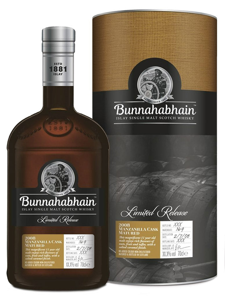 Bunnahabhain 11 Year Old 2008 Manzanilla Cask Single Malt Scotch Whisky 700mL