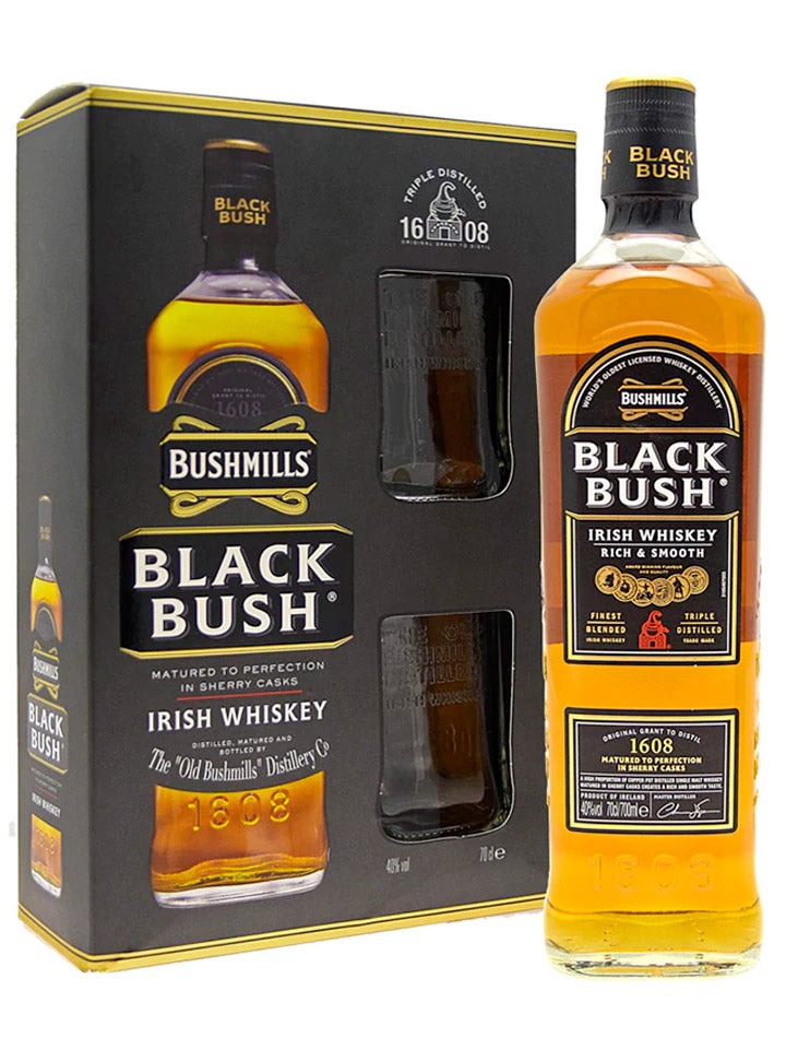 Bushmills Black Bush + 2 Glasses Gift Pack Blended Irish Whiskey 700mL