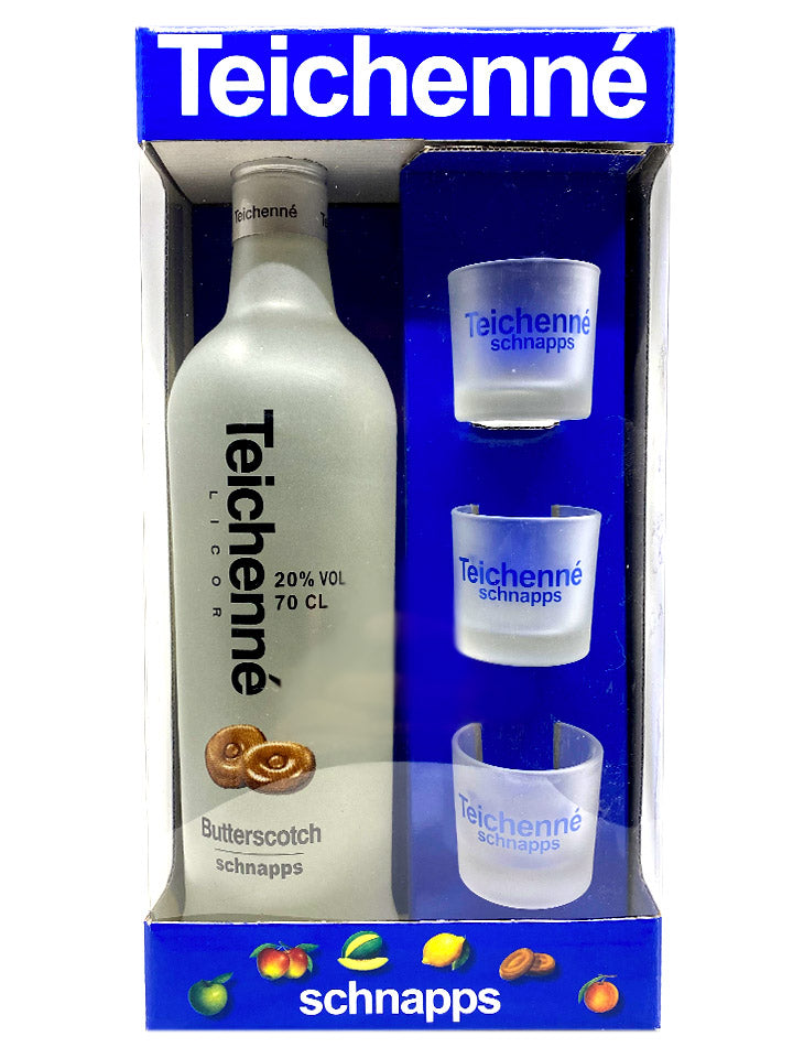 Teichenne Butterscotch Schnapps Liqueur + 3 Glasses 700mL