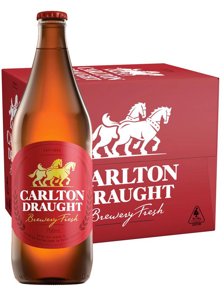 Carlton Draught Longneck Beer Case 12 x 750mL Bottles