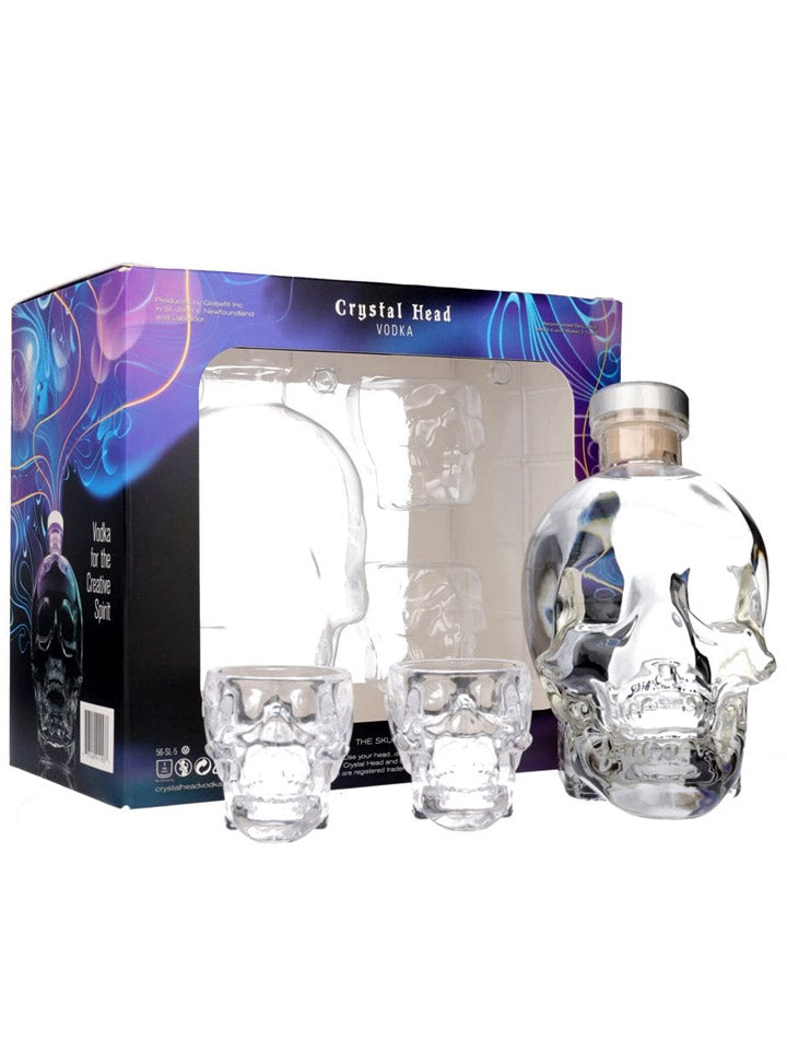 Crystal Head Skull Decanter + 2 Shot Glasses Gift Pack Vodka 700mL