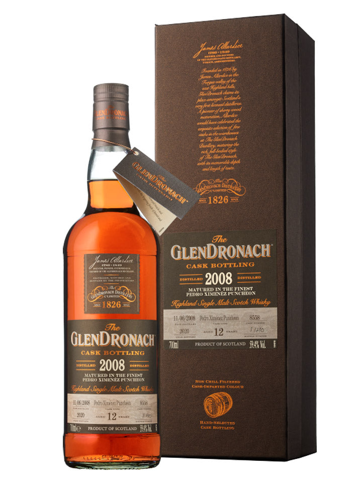 GlenDronach 12 Year Old 2008 PX Puncheon #8558 Cask Strength Single Malt Scotch Whisky 700mL