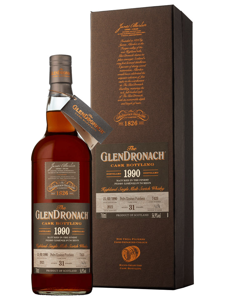 GlenDronach 31 Year Old 1990 PX Sherry Puncheon #7423 Cask Strength Single Malt Scotch Whisky 700mL
