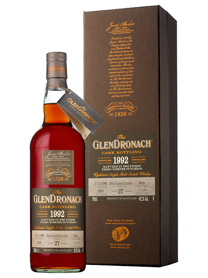 GlenDronach 27 Year Old 1992 PX Puncheon #6049 Cask Strength Single Malt Scotch Whisky 700mL