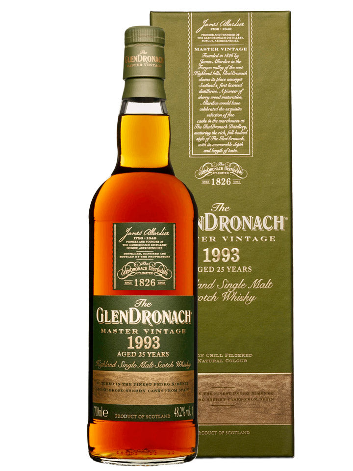 GlenDronach 25 Year Old 1993 Master Vintage Single Malt Scotch Whisky 700mL