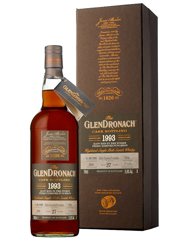 GlenDronach 27 Year Old 1993 PX Puncheon #6735 Cask Strength Single Malt Scotch Whisky 700mL