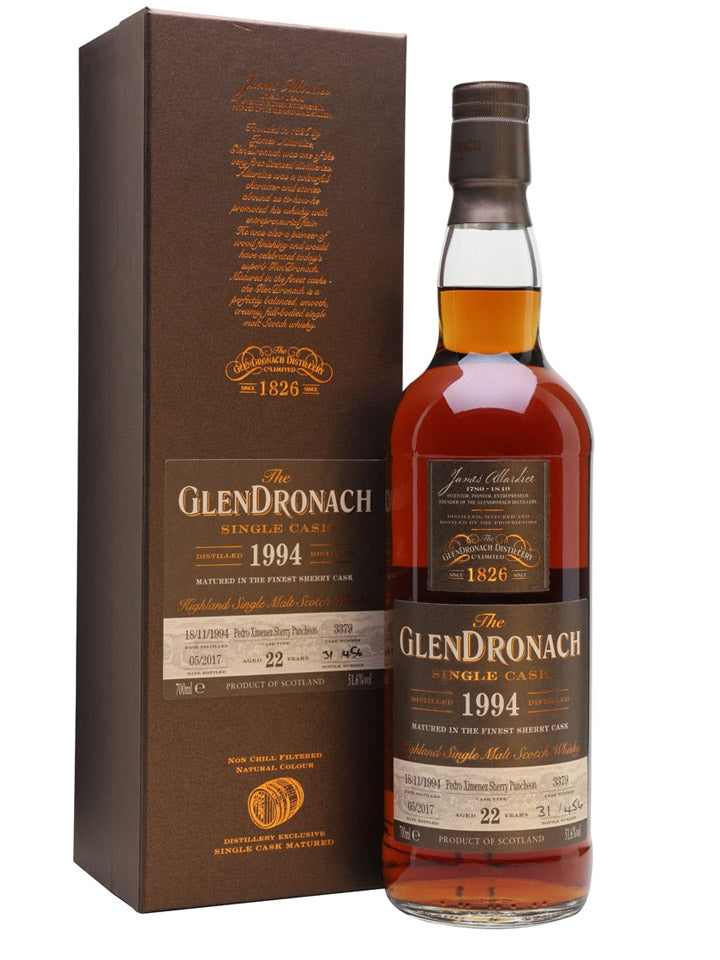 GlenDronach 22 Year Old 1994 PX Puncheon #3379 Cask Strength Single Malt Scotch Whisky 700mL