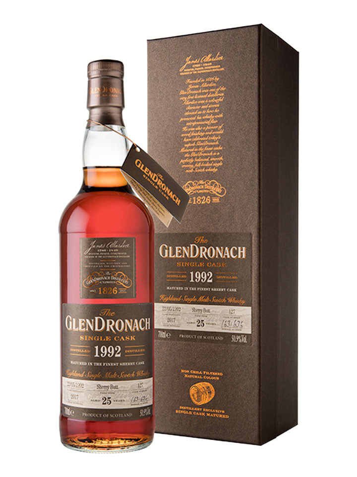 Glendronach 25 Year Old 1992 Single Cask #127 Ex-Sherry Butt Scotch Whisky 700mL