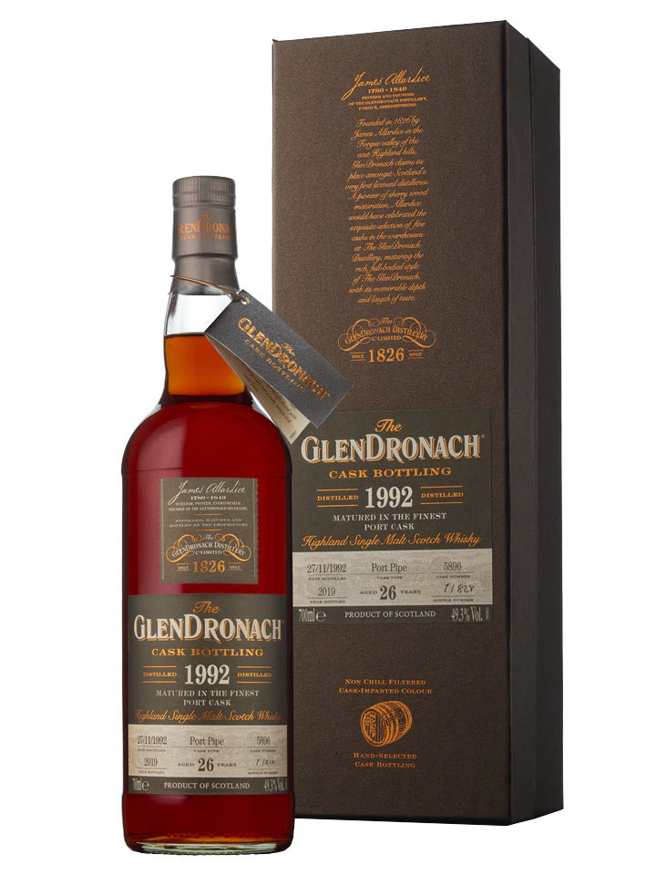 Glendronach 26 Year Old 1992 Cask#5896 Port Pipe Single Malt Scotch Whisky 700mL