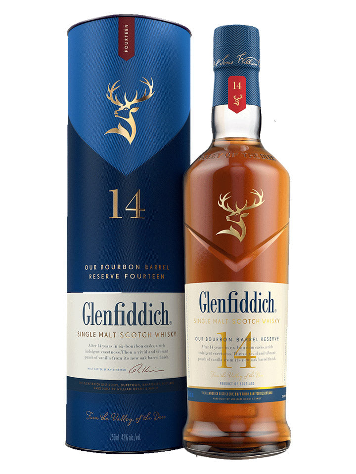Glenfiddich 14 Year Old Bourbon Barrel Reserve Single Malt Scotch Whisky 700mL